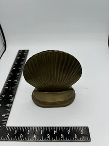 VTG Solid Brass Nautical Seashell Clam Shell Bookends Ocean Decor Taiwan 5”x 5” - Picture 1 of 4