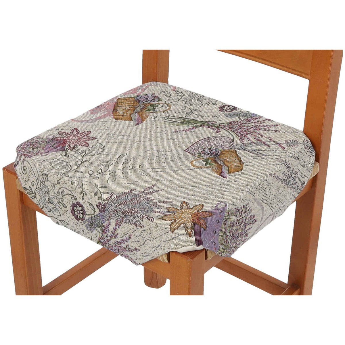 Cuscino Per Sedia Con Alette - Tessuto Jacquard Beige, Imbottito, Made In Italy