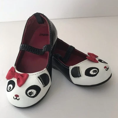 Gymboree Holiday Panda Mary Jane Shoes Baby Girl 6 Patent Leather Christmas Bow - Image 1 of 4