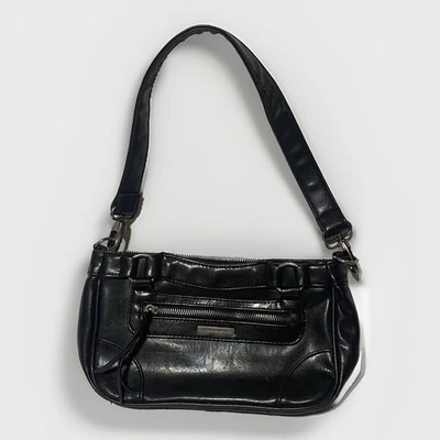 Bolsa de ombro Victoria's Secret de couro preta rosa interna Y2K retrô - Imagem 1 de 4