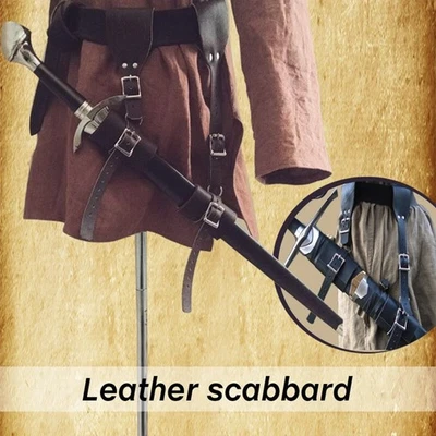 PU Leather Waist Sword Holder Scabbard Weapon Warrior Cosplay Retro Medieval！
