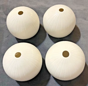 Vtg Crate & Barrel Round Bubble Bud Vases Set of 4 Ribbed RETIRED Ceramic White - Picture 1 of 11