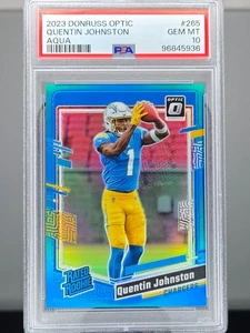 QUENTIN JOHNSTON 2023 DONRUSS OPTIC AQUA PRIZM RATED ROOKIE RC /299 PSA 10 - Picture 1 of 2