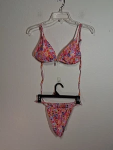 Bikini donna nuovo senza etichette rosa floreale cottage boho estivo spiaggia piscina taglia media - Foto 1 di 6