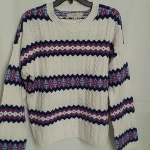 Damen Loft Fair Isle gestreifter strukturierter Langarm Pullover Größe Medium - Bild 1 von 8