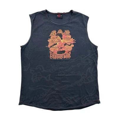 Camiseta sin mangas vintage y2k Bruce Lee para hombre talla grande dragón surfista patinador años 90 Foto 1 de 4