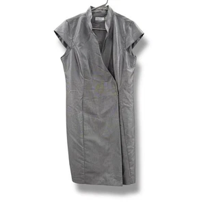 Calvin Klein graues Wickelkleid Damen Größe 12 Flügelärmel Karriere Arbeit Büro - Bild 1 von 11