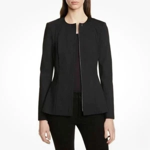 Theory Women's Black Jacket Movement Stretch Peplum Zip Blazer Size 4 NWT $495 - Picture 1 of 7