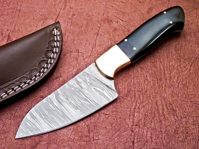 Faca de esfolar Damasco forjada feita à mão personalizada, faca de acampamento, TR-5564 - Imagem 1 de 4