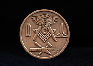 Blue Lodge Freemason Masonic Copper Coin - Picture 1 of 2