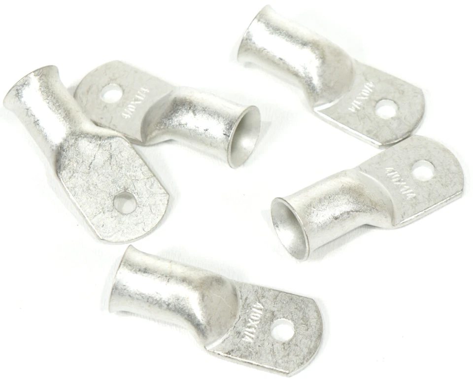 5x 4/0 Wire Tin Plated Copper Cable Crimp Solder Lug Terminal 1/4 Inch Stud Hole - Image 1 of 2
