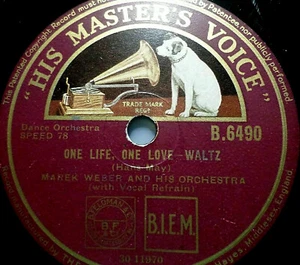 MAREK WEBER & GESANG "Café en Viena / On Life, One Love" HMV 1936 78 rpm 10" - Imagen 1 de 2