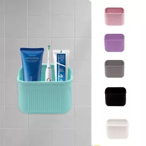 Silicone Toothbrush Holder Bathroom Shower Storage Shelf Wall Mounted StorageBox - Picture 1 of 15