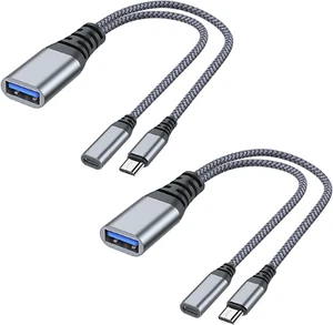 2 Pack OTG Cable Adapter for Fire TV Stick 4K, Powered Micro USB to USB OTG Cabl - Photo 1 sur 12