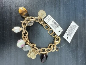 NWT Chicos Bracelet Gold Tone Multicolor Charms 6.5" Costume Fashion Jewelry $35 - Picture 1 of 2