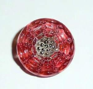 Czech Glass Flower Button Infinity Flower Burnt Umber w/ HP Silver Accents 13mm - Picture 1 of 9