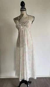Vintage Retro Sheer Floral Night Gown Slip Dress S Fairy Goth - Picture 1 of 18