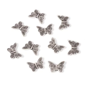 10x Antique Silver Tibetan Style Butterfly Alloy Beads Jewelry Making 12x17.5mm - Picture 1 of 7