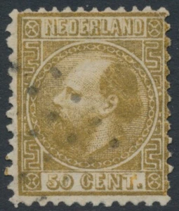 NETHERLANDS - 1867 50c gold Willem III, type I perf. 12¾:11¾, used – NVPH # 12IA - Picture 1 of 2