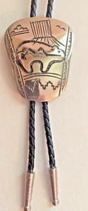 RARE Vintage Leander Nezzie Navajo Bolo Tie Necklace Sterling Silver Bear Snake - Picture 1 of 6