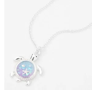 Claire’s rhinestone starfish turtle necklace blue silver tone Beach jewelry - Picture 1 of 6