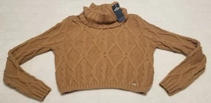 Hollister Womens Brown Twisted Cable Knit Turtle Neck Long Sleeve Sweater SizeXS - Picture 1 of 8