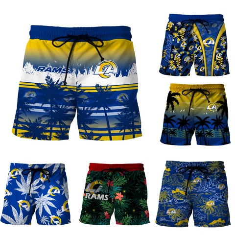 Los Angeles Rams Hawaiian Beach Shorts Quick Dry Casual Surf Swim Trunks Gift Cover