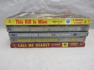 5 VINTAGE GRAPHIC MYSTERY PAPERBACKS SAX ROHMER MURDER QUEEN HIGH - Bild 1 von 4
