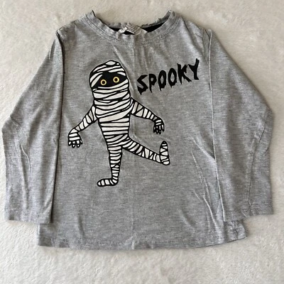Camisa H&M Niños Niñas Talla 4-6Y Gris Manga Larga Halloween Momia Foto 1 de 4