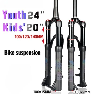 Mountain Kids' Bike Suspension Oil Gas Fork Travel 100/120/140mm Shoulder Lock - Image 1 of 4