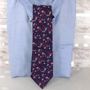 Neck Tie Mens Blue Navy Floral Blossom Garden Flower Groomsmen Necktie CLUB ROOM - Picture 1 of 10