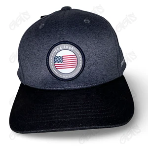 PGA Tour Ball Cap Gray Cap Black Bill Golf Pro Series Adjustable US Flag NEW - Picture 1 of 5