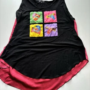 Rock 'N Karma Tank Top Womens 3X Black Red Pop Art Lips Smile Just Laugh - Picture 1 of 8