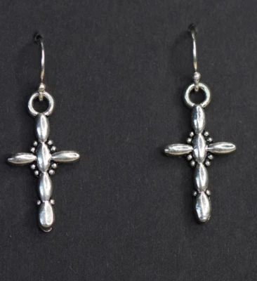 Pendientes Cruz Dije Plata de Ley 925 Ganchos Estaño Dijes 1 1/2" Religiosos Foto 1 de 4