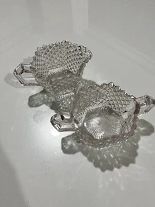 Westmoreland Glass Co. English Hobnail Crystal #555 Low Creamer and Open Sugar - Picture 1 of 5