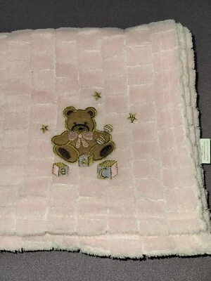 УЮТНЫЙ РЕБЕНОК УЛЬТРА МЯГКОЕ ОДЕЯЛО РОЗОВЫЙ БЛОК ПЛЮШЕВЫЙ МЕДВЕДЬ - Изображение 1 из 4