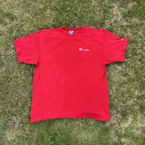 Vintage Champion Script Shirt XL Red USA Made Single Stitch Free Shipping - Picture 1 of 6