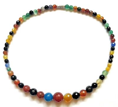 Collar de cuentas de vidrio colorido hebra multicolor 54 Foto 1 de 4