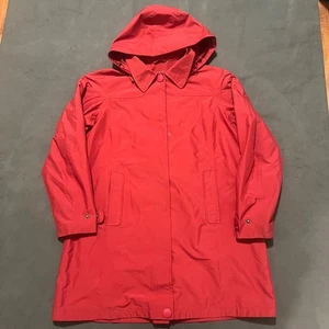 LL Bean Red Raincoat Hooded Jacket Women's Medium Outerwear Classic OJNL4 Long - Picture 1 of 11