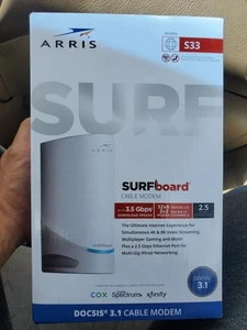 ARRIS S33 v2 2.5 Gbps Ethernet Port - DOCSIS 3.1 Modem - White - Picture 1 of 3