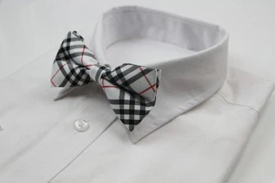 Mens Cotton Plaid Bow Tie Pretied Adjustable Black Red White Classic Accessory - image 1 of 3