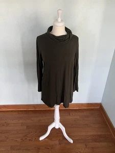Top túnica cuadrada Eileen Fisher cuello embudo L/S LAGENLOOK otoño capas acogedoras - Imagen 1 de 5