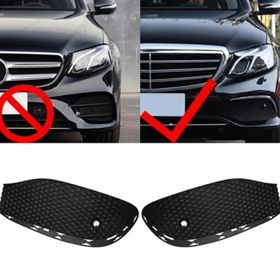 Front Fog Light Grille Pair For Mercedes E-Class W213 2016-2020 2138851122 Black - Image 1 of 3