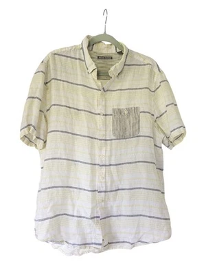 Michael Bastian 100% Linen Men's Large Striped Short Sleeve Button Down Shirt - Image 1 of 4