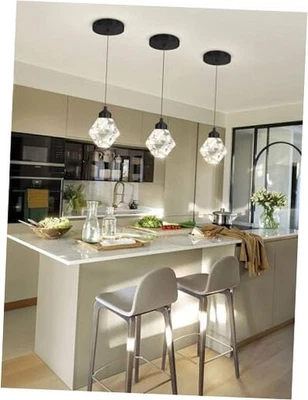 Crystal Pendant Light for Kitchen Island,Chandelier Lights 1-Light Black - Image 1 of 4