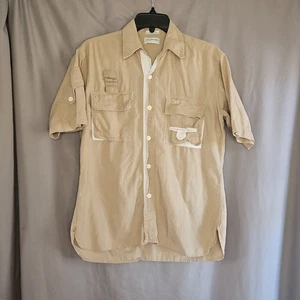  Camisa Vintage Christian Dior Abotonada Safari Tostado Grande Algodón  - Imagen 1 de 5
