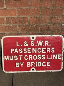 L&SWR London & South Western Railway " Passengers Must Cross Line By Bridge" - Picture 1 of 6