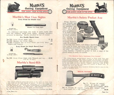 1934 MARBLE'S OUTING EQUIPMENT vintage hunting catalog KNIFES & RIFLES *no cover - Image 1 of 4