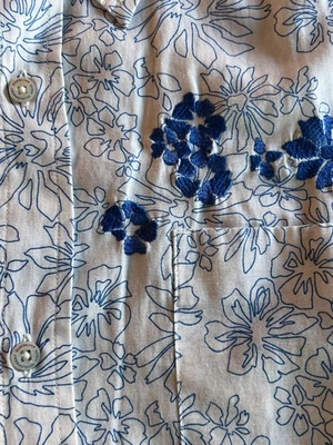 Quicksilver Denim Development Azul Blanco Floral Abotonado Para Hombre Grande Foto 1 de 4