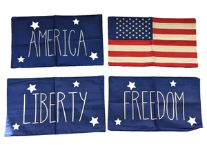 Set of 4 USA Patriotic Pillow Covers – 20x11” Independence Day Decor – Thick Fab - Picture 1 of 9